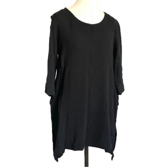 Grizas Black Detachable Collar Wool Blend Asymmetric Tunic Top - S/M - Picture 2 of 14